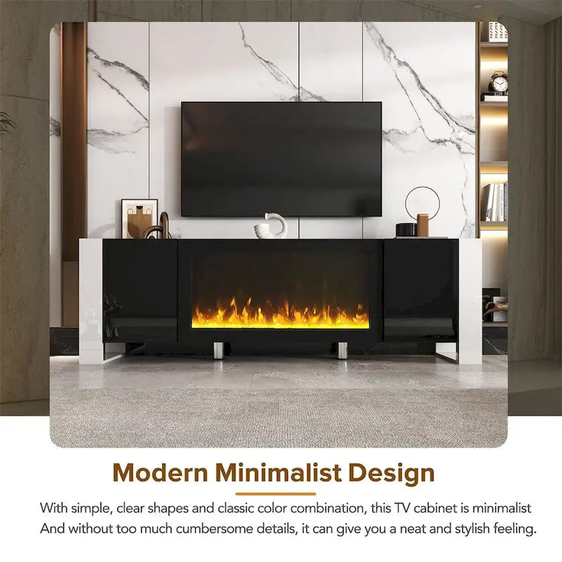 Contemporary TV Stand with Electric Fireplace - Fits TVs Up to 78 Inches 14