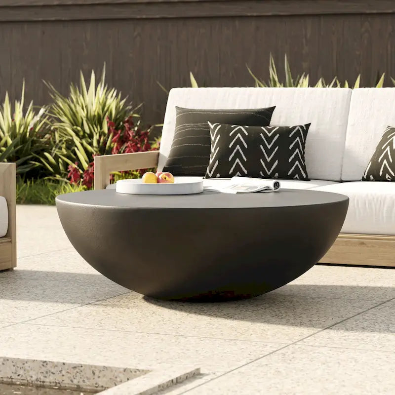 Modrest Bronte Contemporary Round Coffee Table in Black Concrete 2