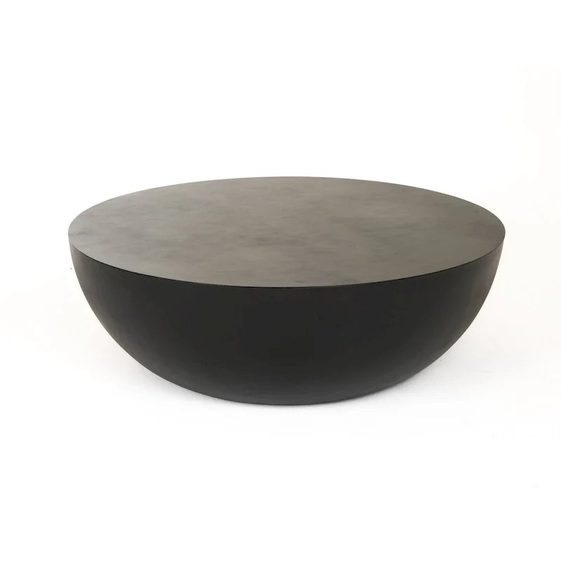 Modrest Bronte Contemporary Round Coffee Table in Black Concrete 3