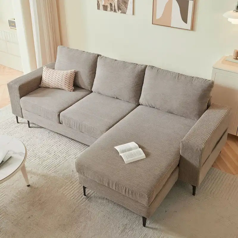 HOOOWOOO L-Shaped Upholstered Sofa with Stylish Metal Legs 38