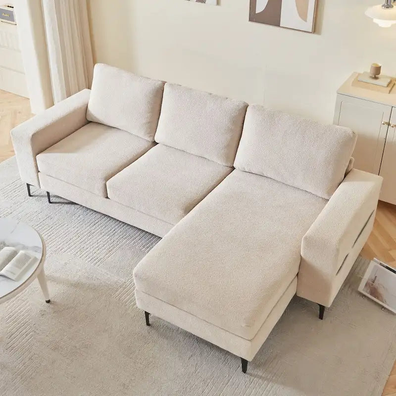 HOOOWOOO L-Shaped Upholstered Sofa with Stylish Metal Legs 1