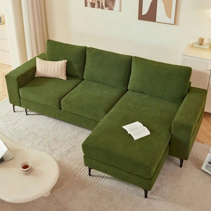 HOOOWOOO L-Shaped Upholstered Sofa with Stylish Metal Legs 2