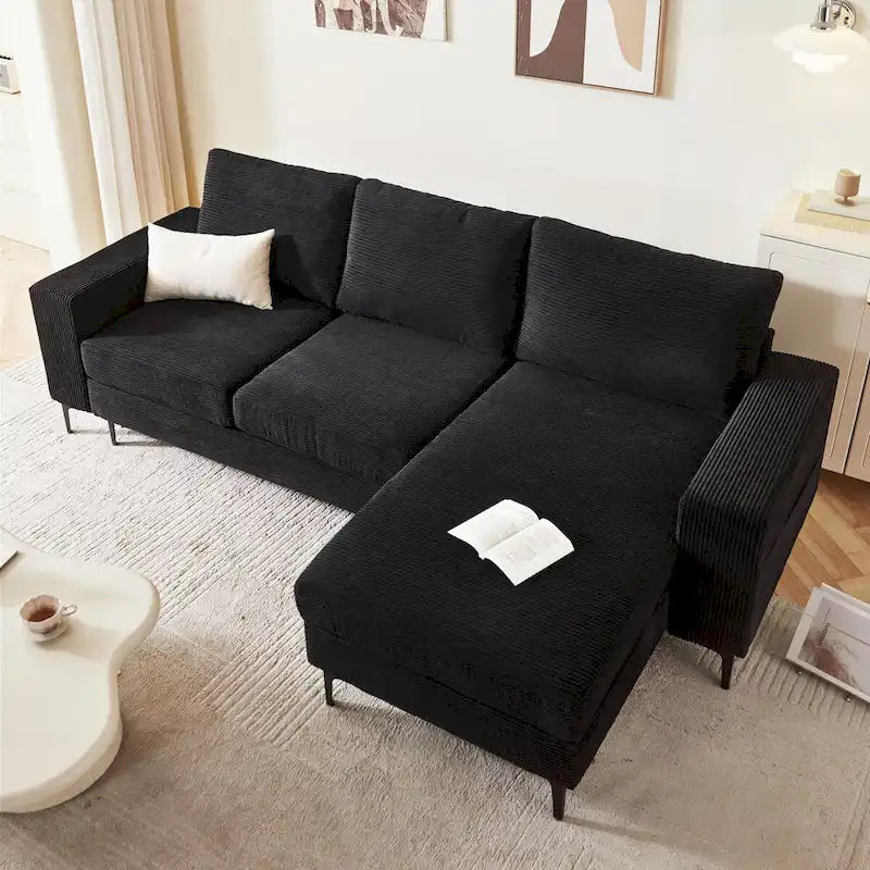 HOOOWOOO L-Shaped Upholstered Sofa with Stylish Metal Legs 3