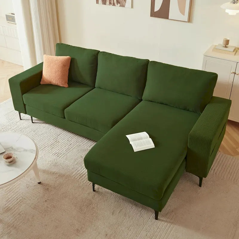 HOOOWOOO L-Shaped Upholstered Sofa with Stylish Metal Legs 5