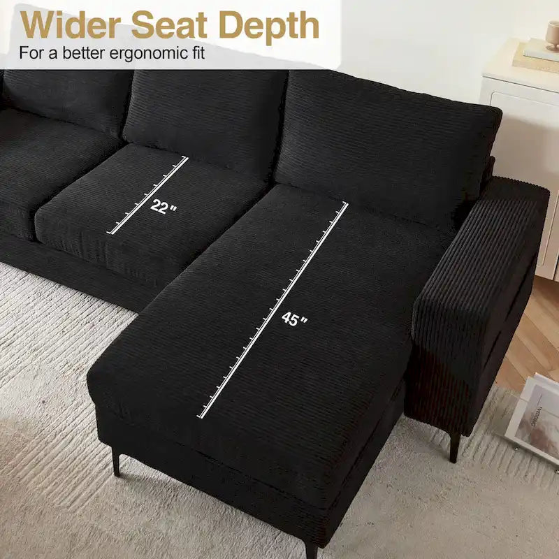 HOOOWOOO L-Shaped Upholstered Sofa with Stylish Metal Legs 6