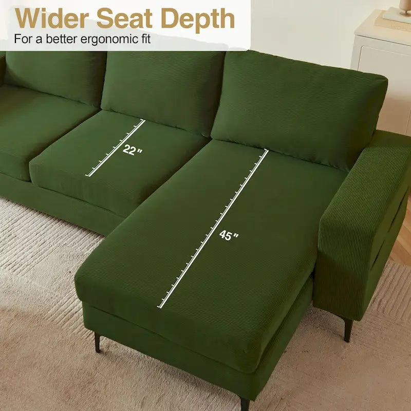 HOOOWOOO L-Shaped Upholstered Sofa with Stylish Metal Legs 13