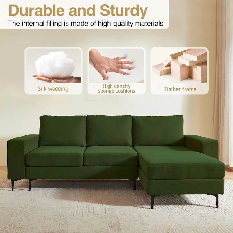 HOOOWOOO L-Shaped Upholstered Sofa with Stylish Metal Legs 14