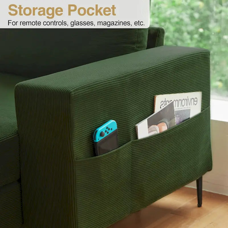 HOOOWOOO L-Shaped Upholstered Sofa with Stylish Metal Legs 17