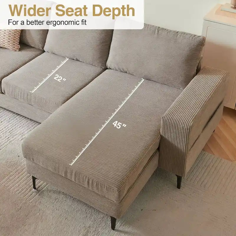 HOOOWOOO L-Shaped Upholstered Sofa with Stylish Metal Legs 19