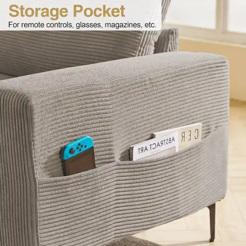 HOOOWOOO L-Shaped Upholstered Sofa with Stylish Metal Legs 23