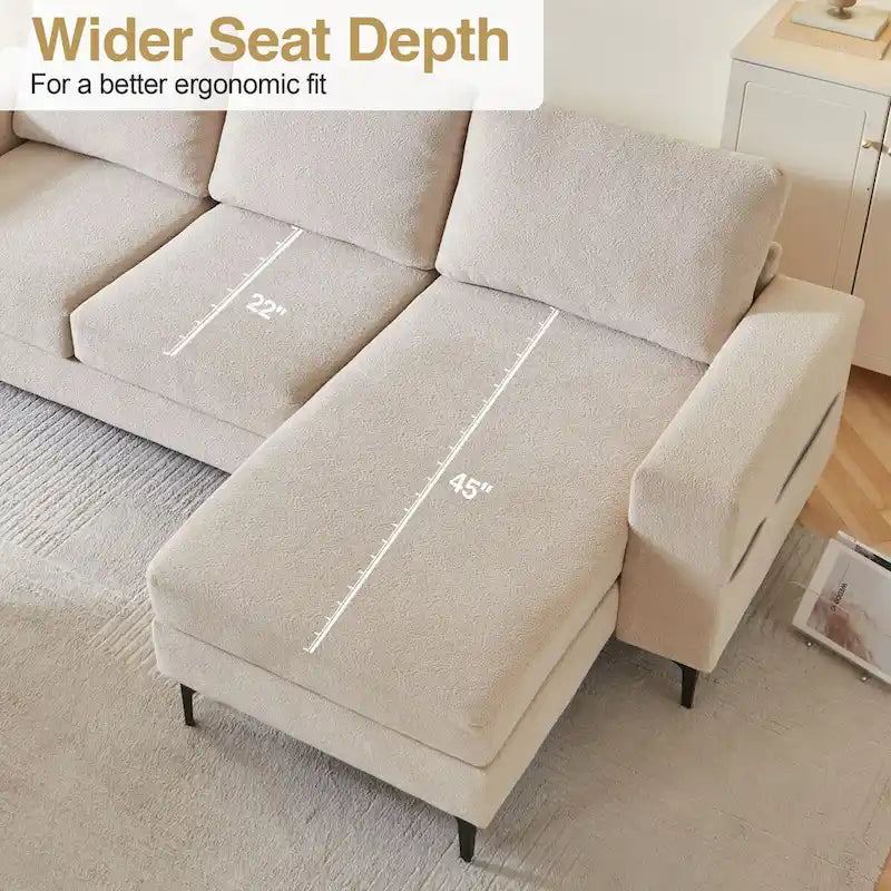HOOOWOOO L-Shaped Upholstered Sofa with Stylish Metal Legs 25