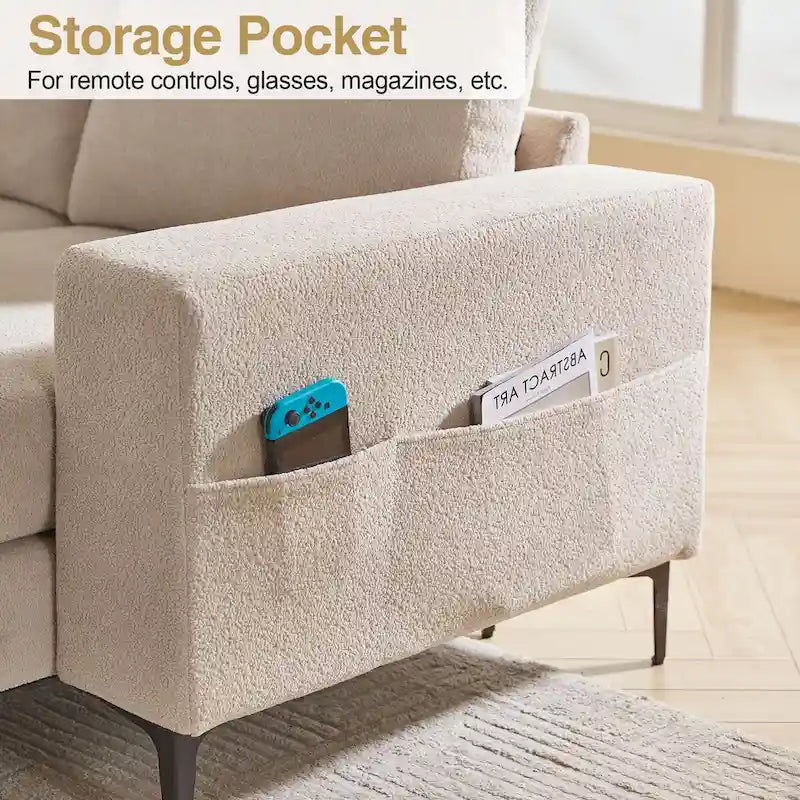 HOOOWOOO L-Shaped Upholstered Sofa with Stylish Metal Legs 29