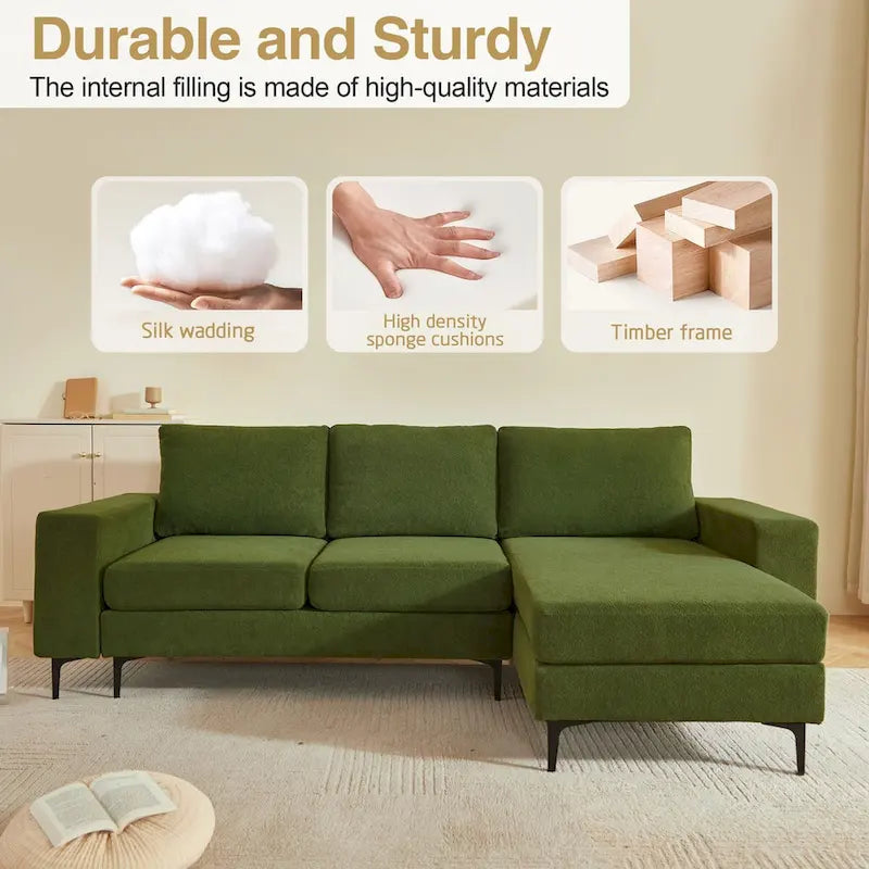 HOOOWOOO L-Shaped Upholstered Sofa with Stylish Metal Legs 32