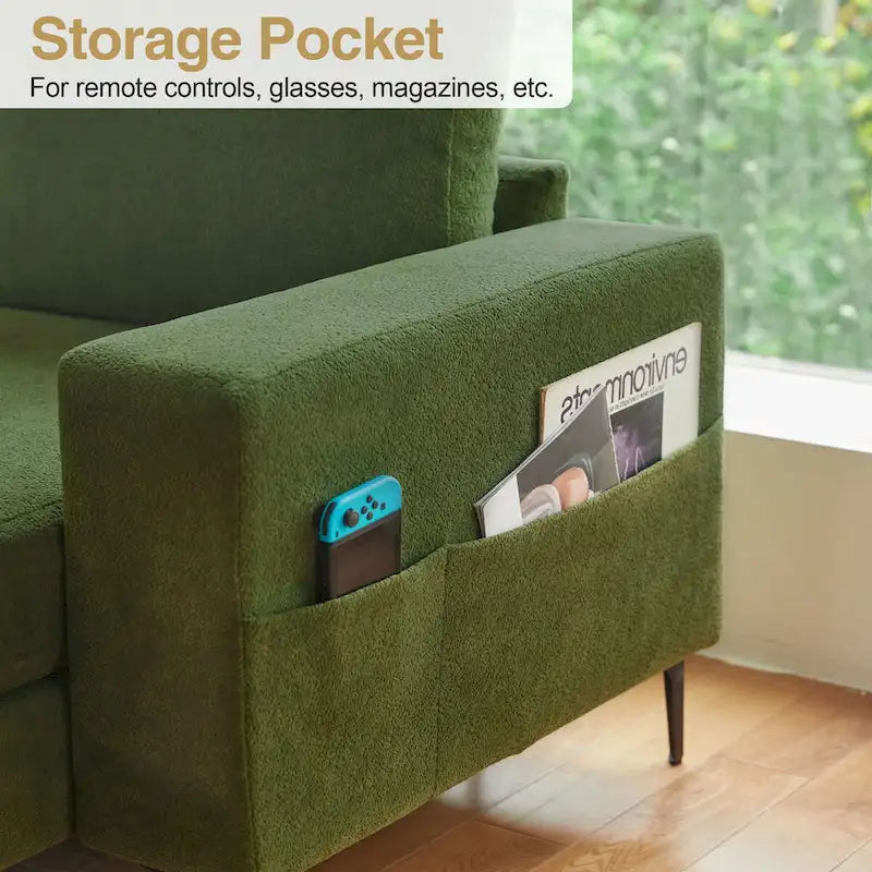 HOOOWOOO L-Shaped Upholstered Sofa with Stylish Metal Legs 35