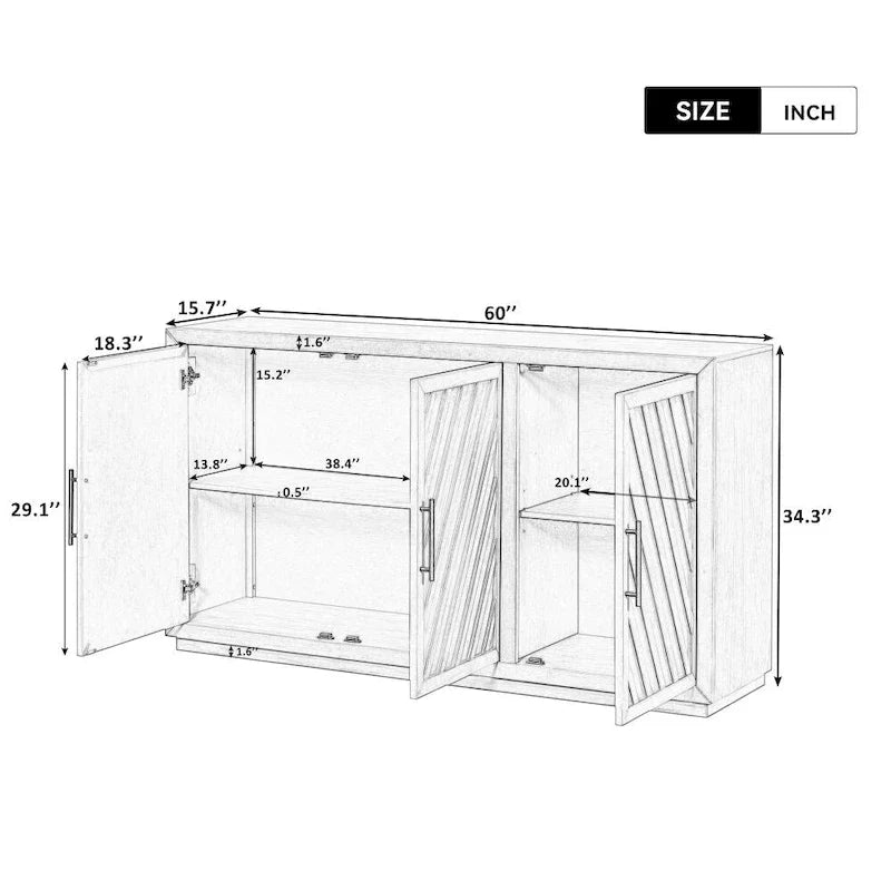 Farmhouse Sideboard Cabinet with Storage Doors and Adjustable Shelves 3