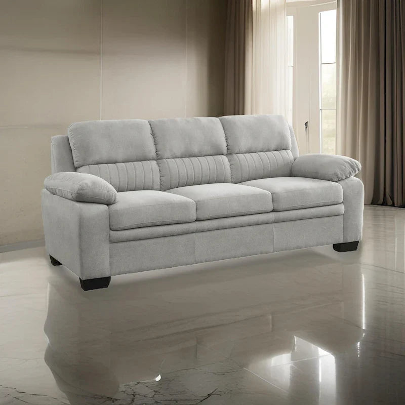80-Inch Hugh Sofa - Gray Polyester Upholstery, Soft Foam Cushions, Sturdy Solid Wood Frame 1