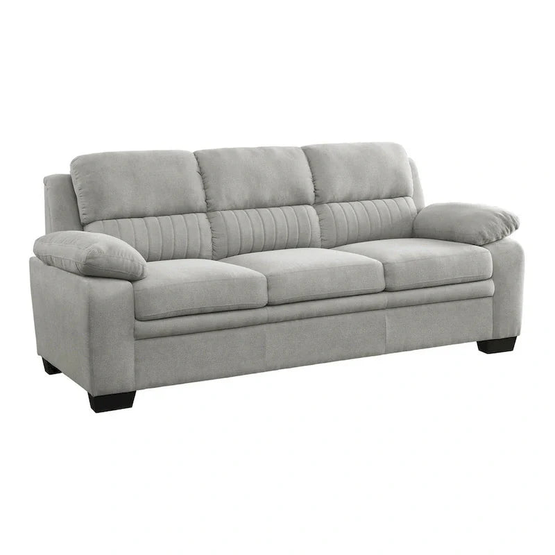 80-Inch Hugh Sofa - Gray Polyester Upholstery, Soft Foam Cushions, Sturdy Solid Wood Frame 2