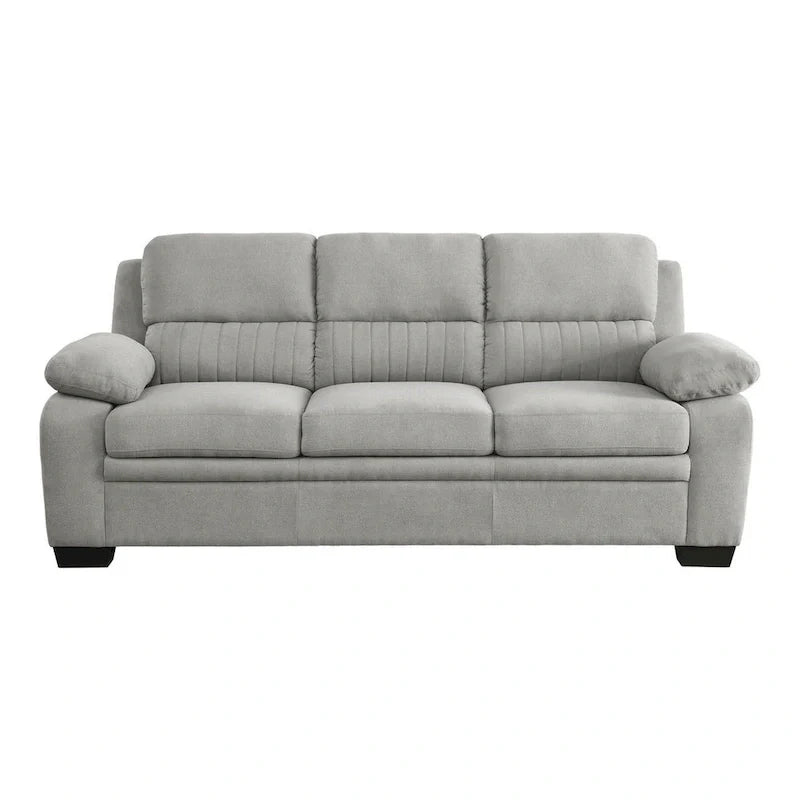 80-Inch Hugh Sofa - Gray Polyester Upholstery, Soft Foam Cushions, Sturdy Solid Wood Frame 3