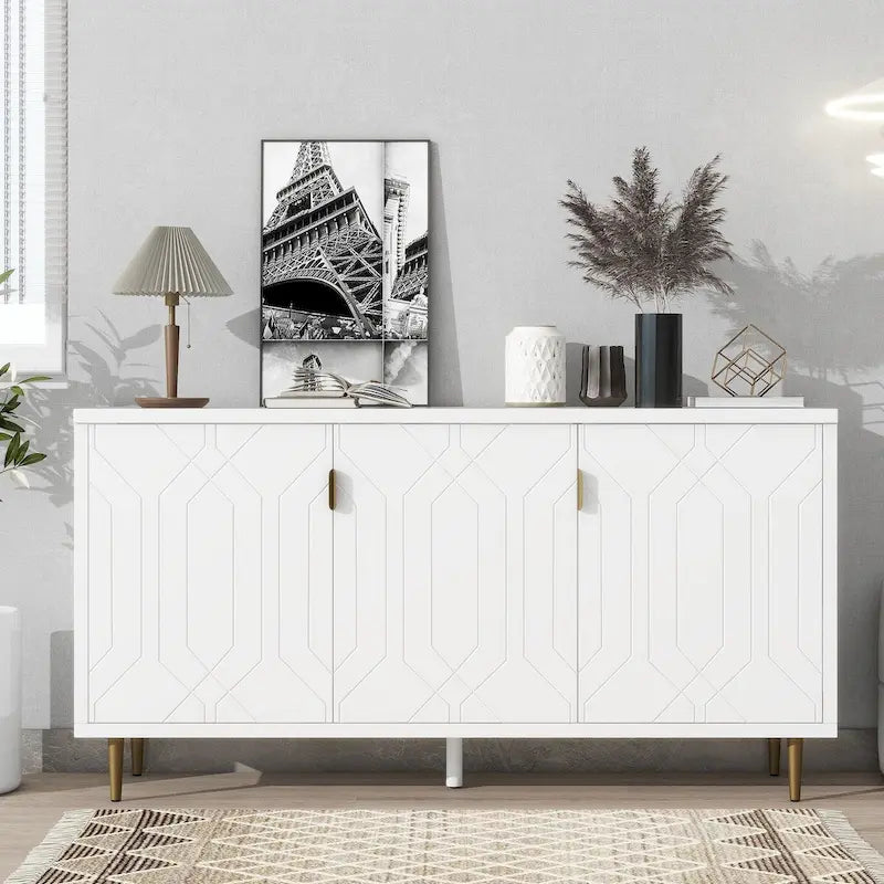 Contemporary TV Stand for TVs up to 70 inches, Versatile Console Table with Adjustable Shelves, Stylish Storage Sideboard for Living Room 12