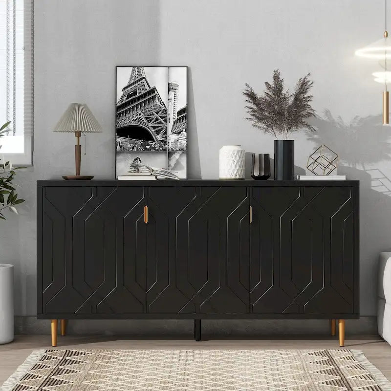 Contemporary TV Stand for TVs up to 70 inches, Versatile Console Table with Adjustable Shelves, Stylish Storage Sideboard for Living Room 13