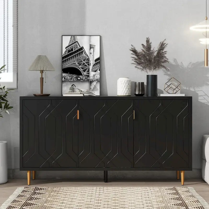 Contemporary TV Stand for TVs up to 70 inches, Versatile Console Table with Adjustable Shelves, Stylish Storage Sideboard for Living Room 1
