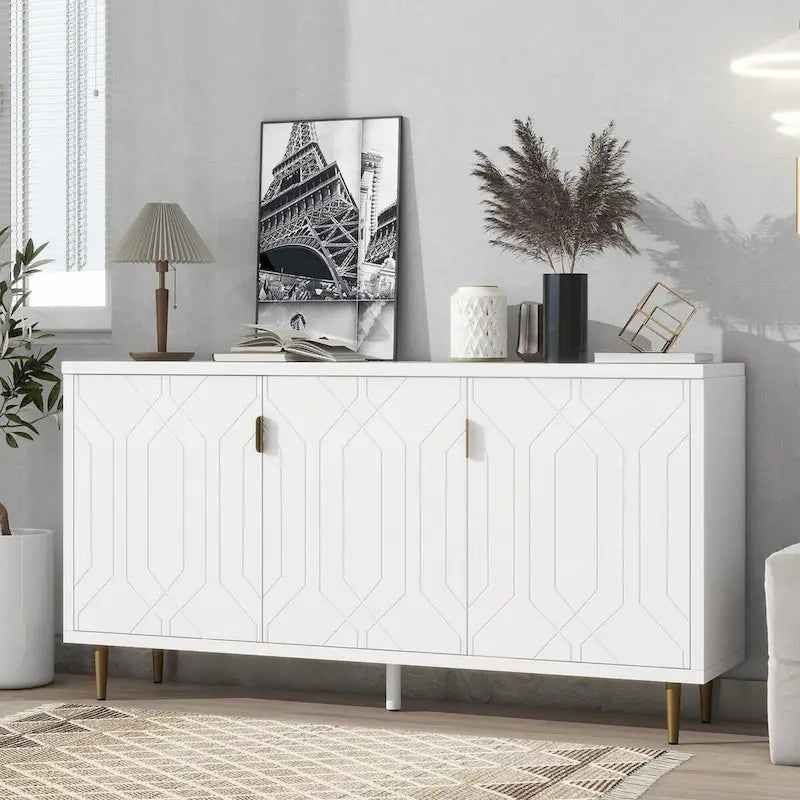 Contemporary TV Stand for TVs up to 70 inches, Versatile Console Table with Adjustable Shelves, Stylish Storage Sideboard for Living Room 2