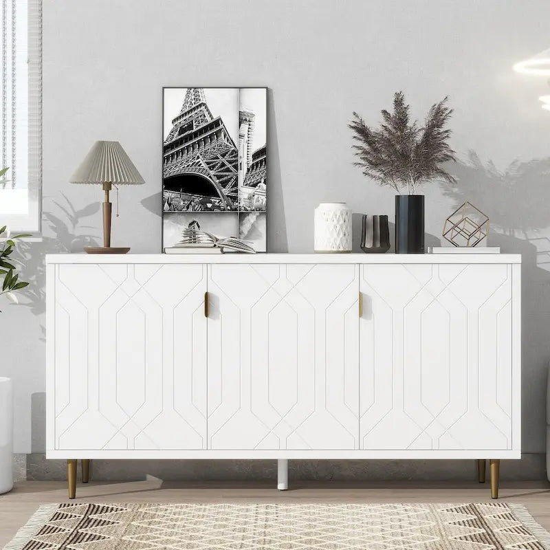 Contemporary TV Stand for TVs up to 70 inches, Versatile Console Table with Adjustable Shelves, Stylish Storage Sideboard for Living Room 4