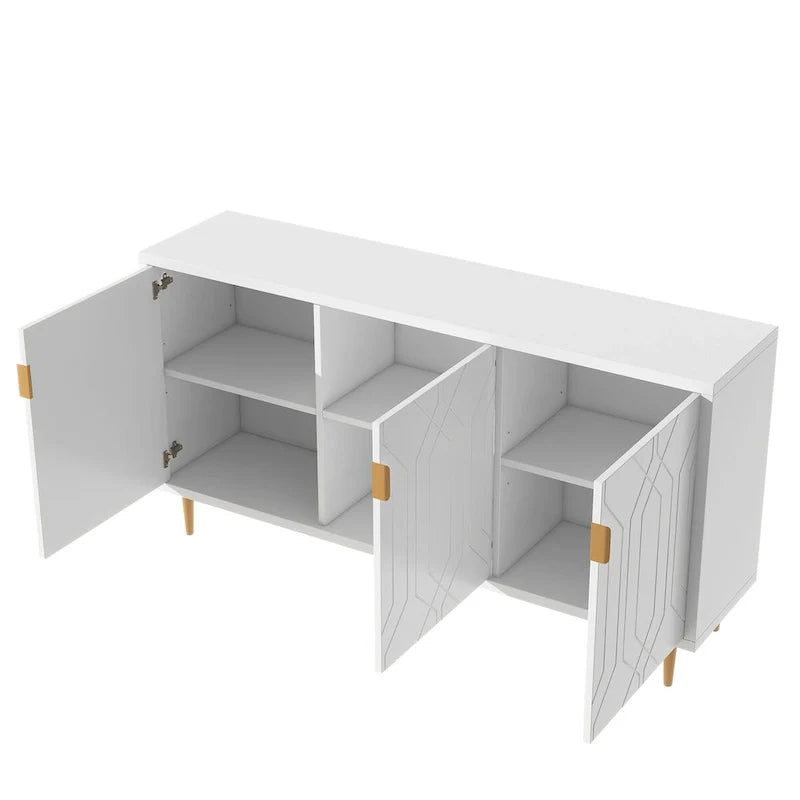 Contemporary TV Stand for TVs up to 70 inches, Versatile Console Table with Adjustable Shelves, Stylish Storage Sideboard for Living Room 6