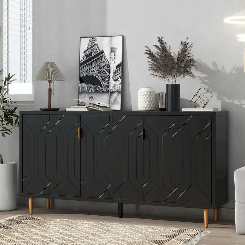 Contemporary TV Stand for TVs up to 70 inches, Versatile Console Table with Adjustable Shelves, Stylish Storage Sideboard for Living Room 9