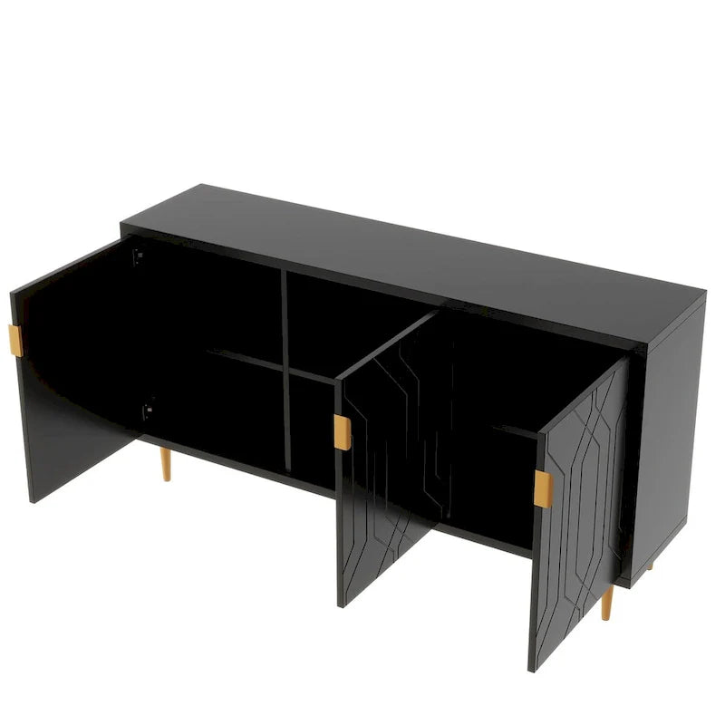 Contemporary TV Stand for TVs up to 70 inches, Versatile Console Table with Adjustable Shelves, Stylish Storage Sideboard for Living Room 10