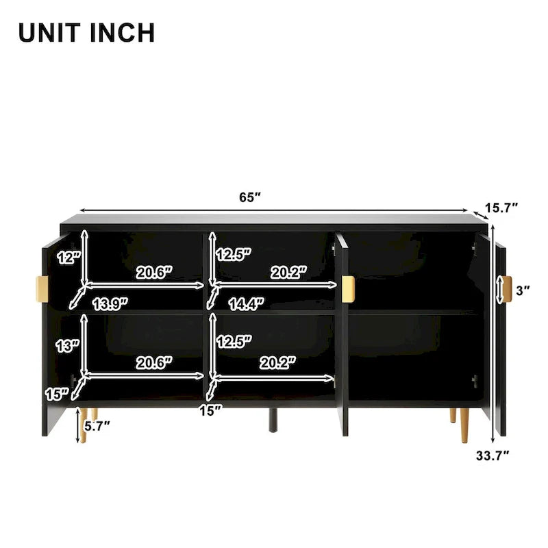 Contemporary TV Stand for TVs up to 70 inches, Versatile Console Table with Adjustable Shelves, Stylish Storage Sideboard for Living Room 11