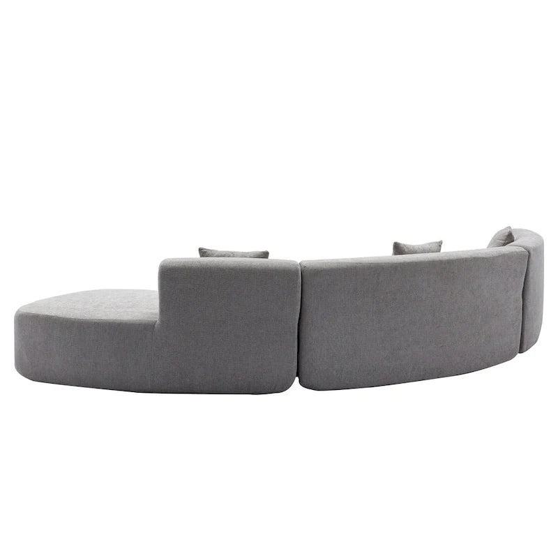 136-Inch Elegant Curved Chenille Sectional Sofa with Three Throw Pillows for Living Room 17