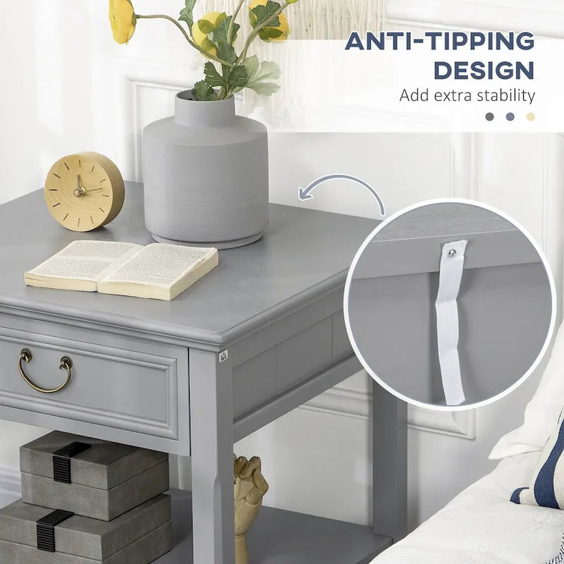 Vintage Side Table with Storage: End Table Featuring Drawer and Open Shelf for Bedroom and Living Room 11