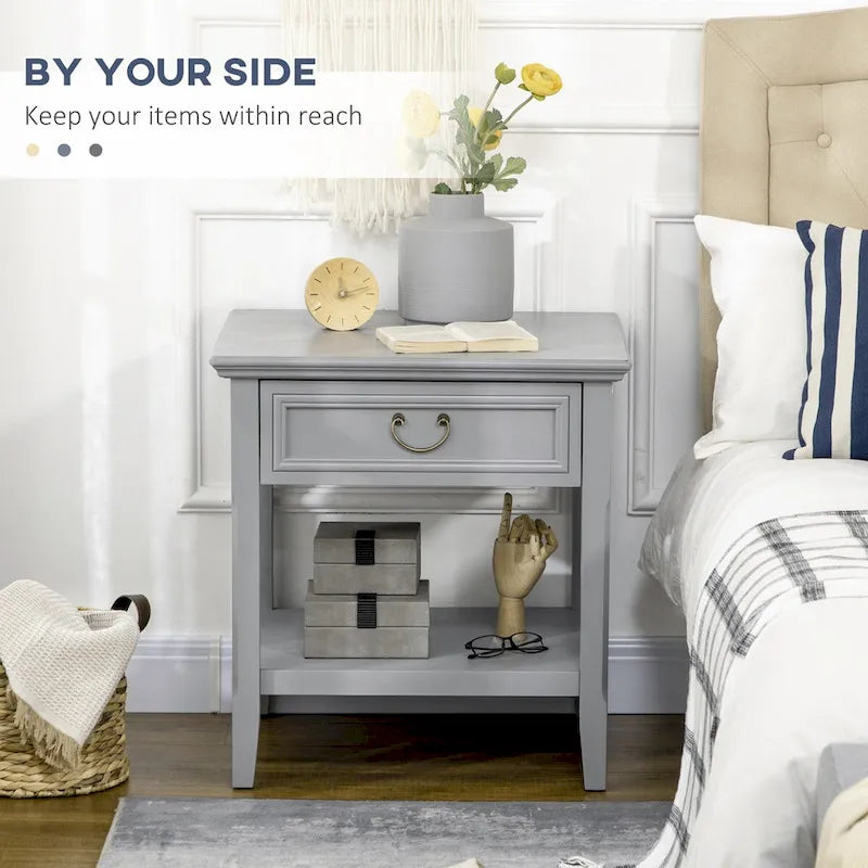Vintage Side Table with Storage: End Table Featuring Drawer and Open Shelf for Bedroom and Living Room 13