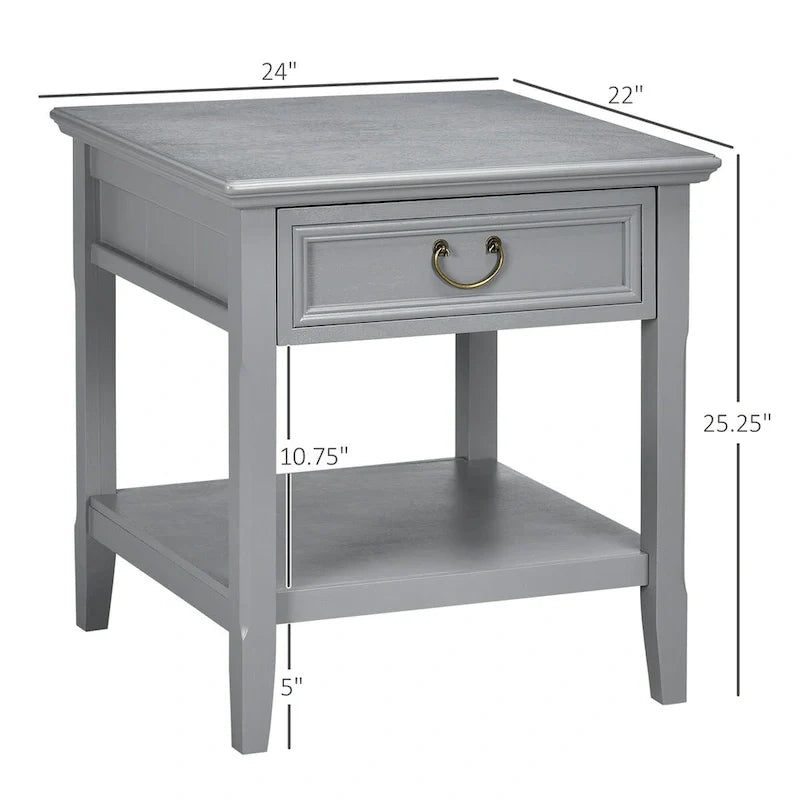 Vintage Side Table with Storage: End Table Featuring Drawer and Open Shelf for Bedroom and Living Room 16
