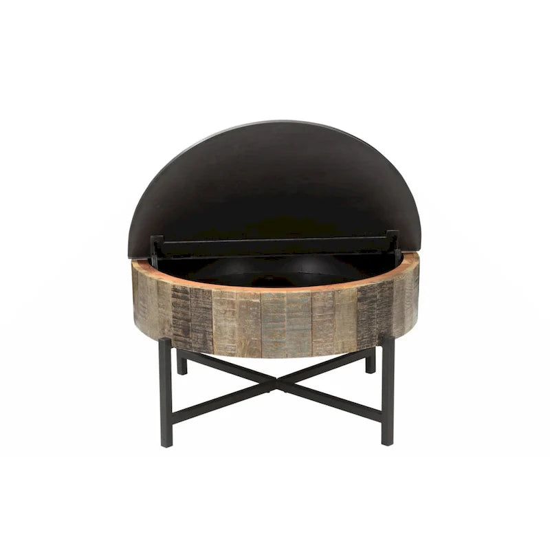 Rustic Vintage Round Coffee Table with Storage 3