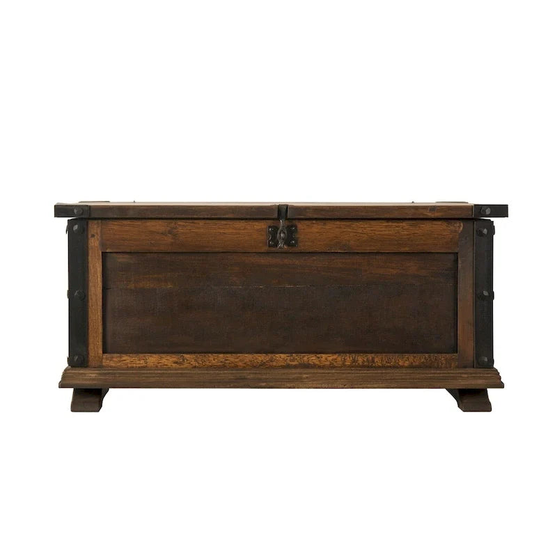 Handcrafted Reclaimed Barn Wood Trunk or Coffee Table with Wrought Iron Accents - 36" Wide for Indoor Use 7