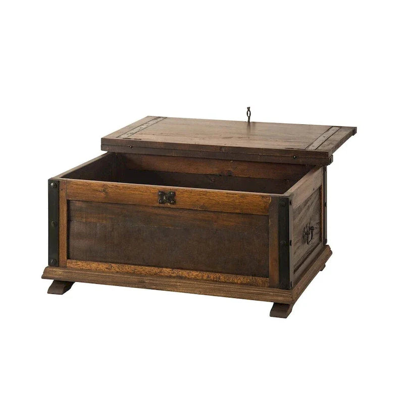 Handcrafted Reclaimed Barn Wood Trunk or Coffee Table with Wrought Iron Accents - 36" Wide for Indoor Use 2