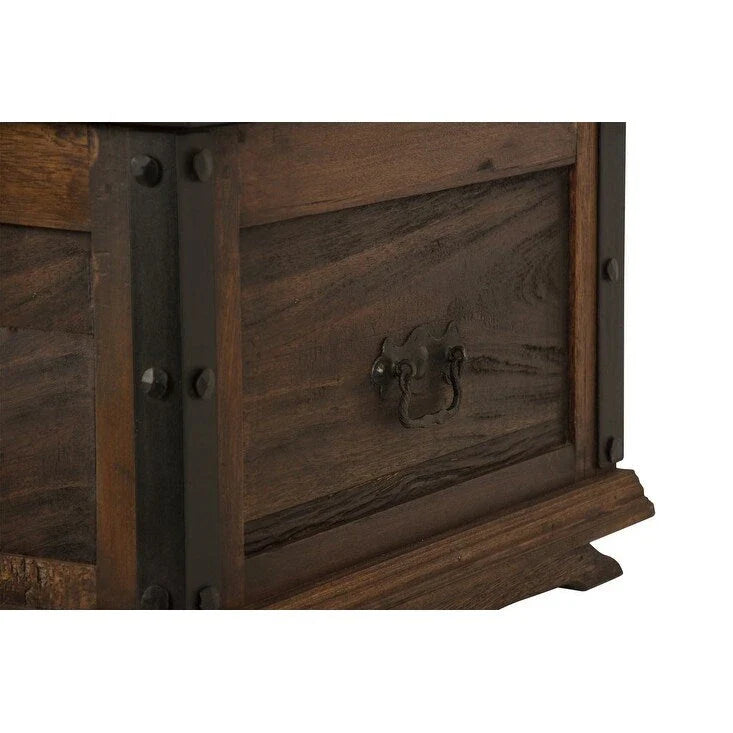 Handcrafted Reclaimed Barn Wood Trunk or Coffee Table with Wrought Iron Accents - 36" Wide for Indoor Use 3