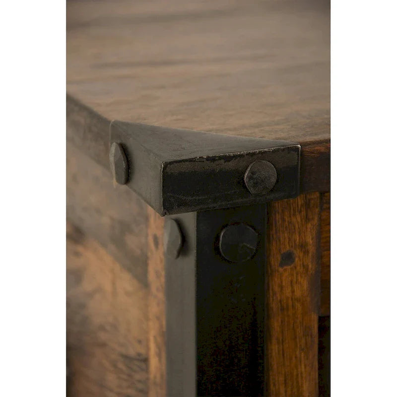 Handcrafted Reclaimed Barn Wood Trunk or Coffee Table with Wrought Iron Accents - 36" Wide for Indoor Use 4