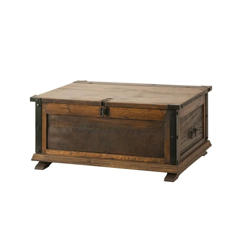 Handcrafted Reclaimed Barn Wood Trunk or Coffee Table with Wrought Iron Accents - 36" Wide for Indoor Use 5