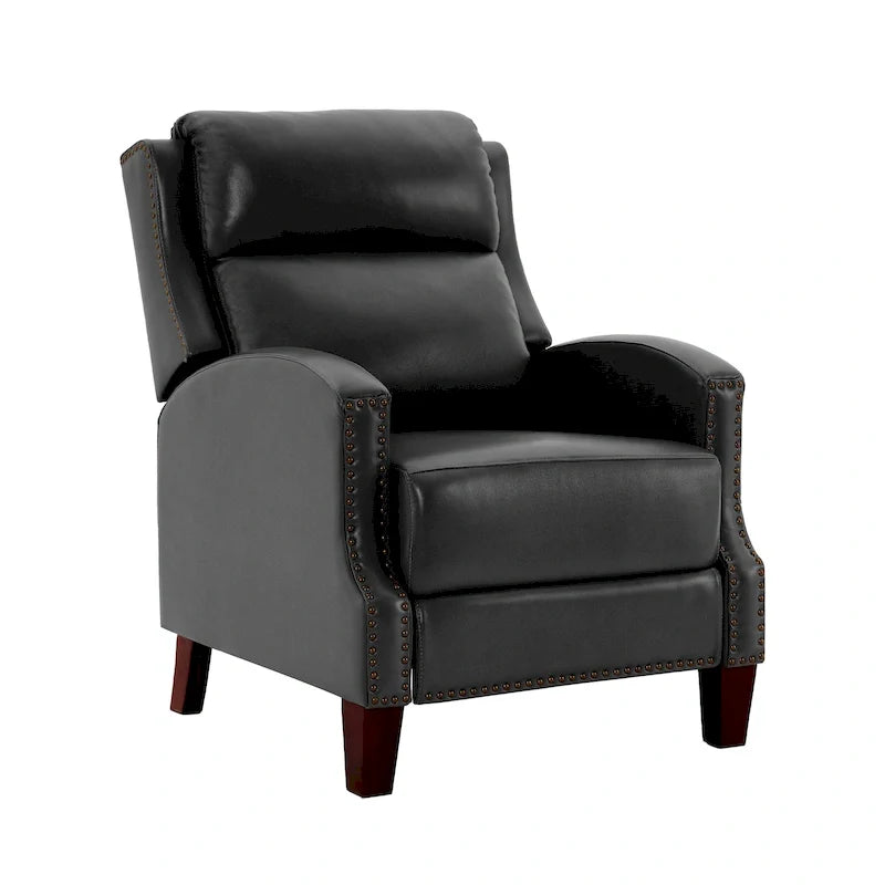 Authentic Leather Pushback Recliner with Adjustable Seat Back and Sturdy Wooden Legs 39