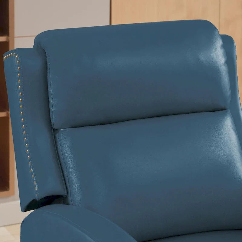Authentic Leather Pushback Recliner with Adjustable Seat Back and Sturdy Wooden Legs 21