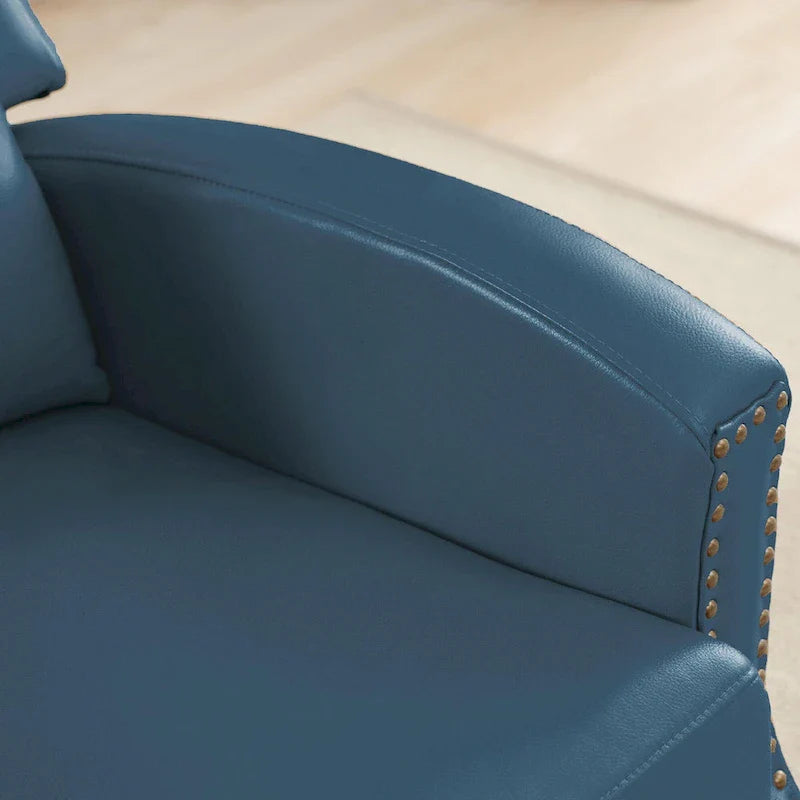 Authentic Leather Pushback Recliner with Adjustable Seat Back and Sturdy Wooden Legs 22