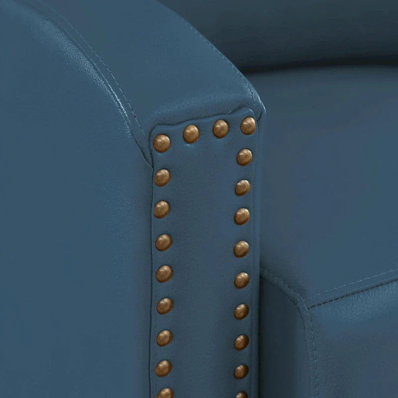 Authentic Leather Pushback Recliner with Adjustable Seat Back and Sturdy Wooden Legs 23