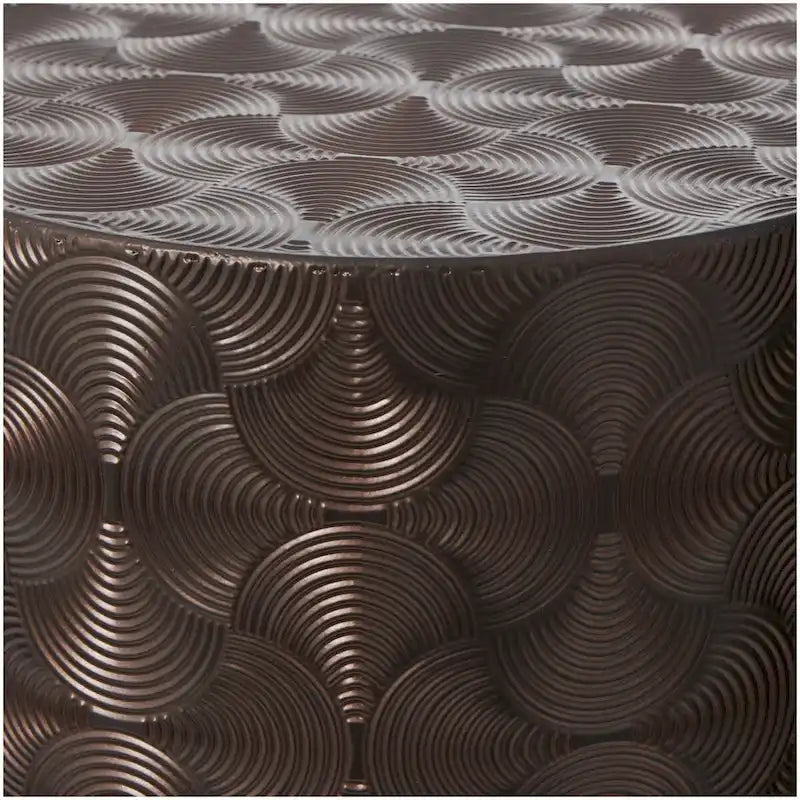 Set of 4 Brown Metal Abstract Tall Slim Pedestal Tables with Grooved Shell or Hammered Finish - Roche River Decor 4