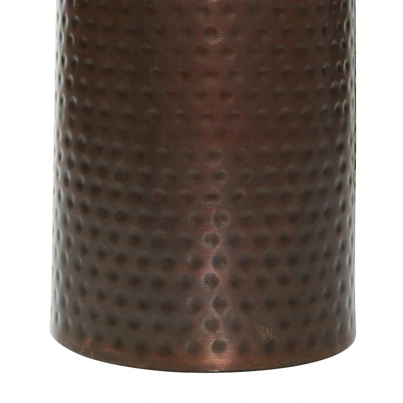 Set of 4 Brown Metal Abstract Tall Slim Pedestal Tables with Grooved Shell or Hammered Finish - Roche River Decor 10