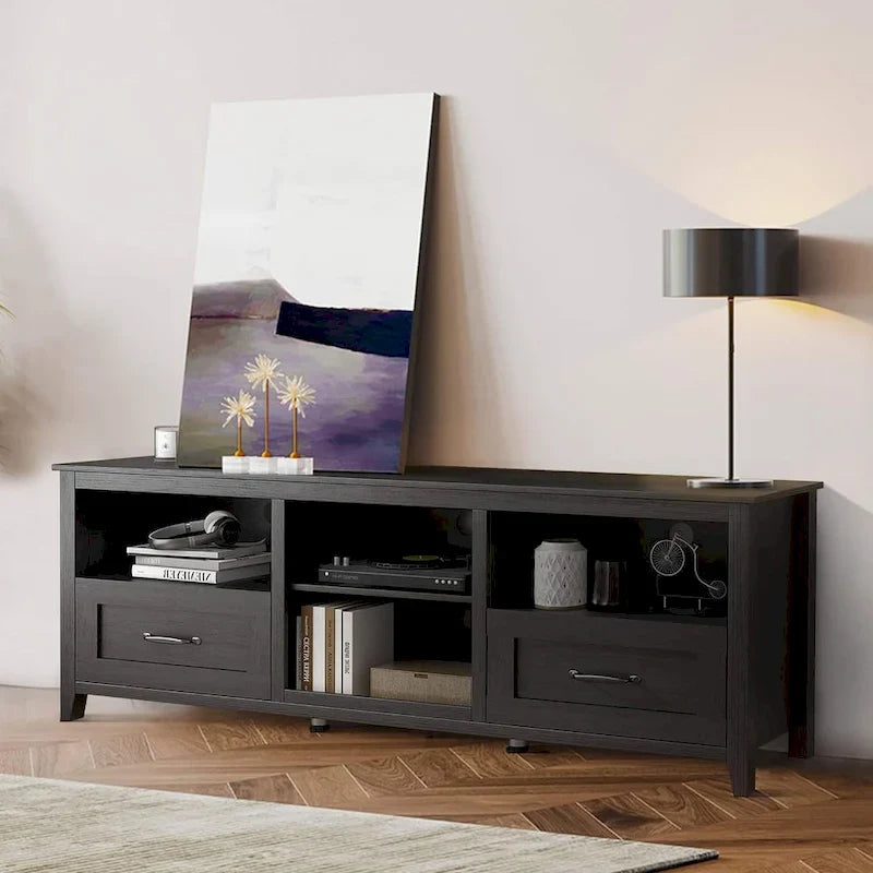 Rustic Farmhouse TV Stand Entertainment Center with Storage Cabinets - Easy Assembly for Living Room - Medium Size 1