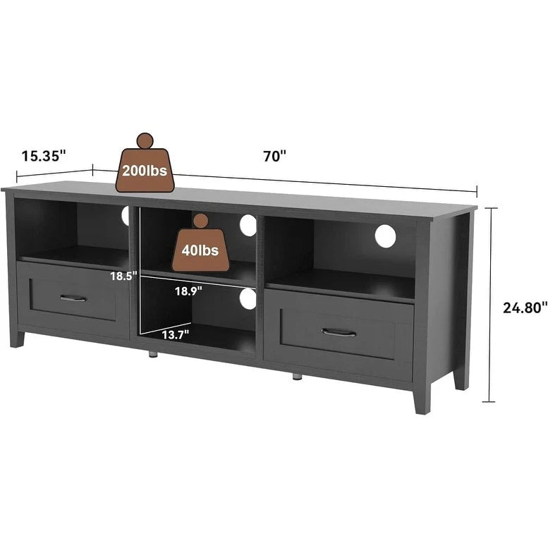 Rustic Farmhouse TV Stand Entertainment Center with Storage Cabinets - Easy Assembly for Living Room - Medium Size 3