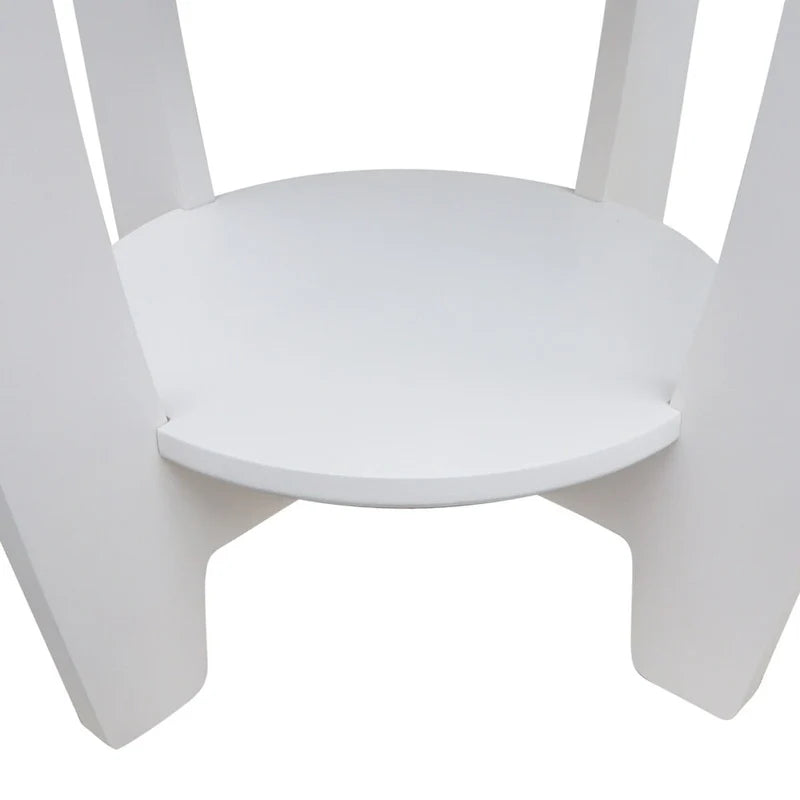 Two-Tiered Round Wooden Side Table in White and Brown 4